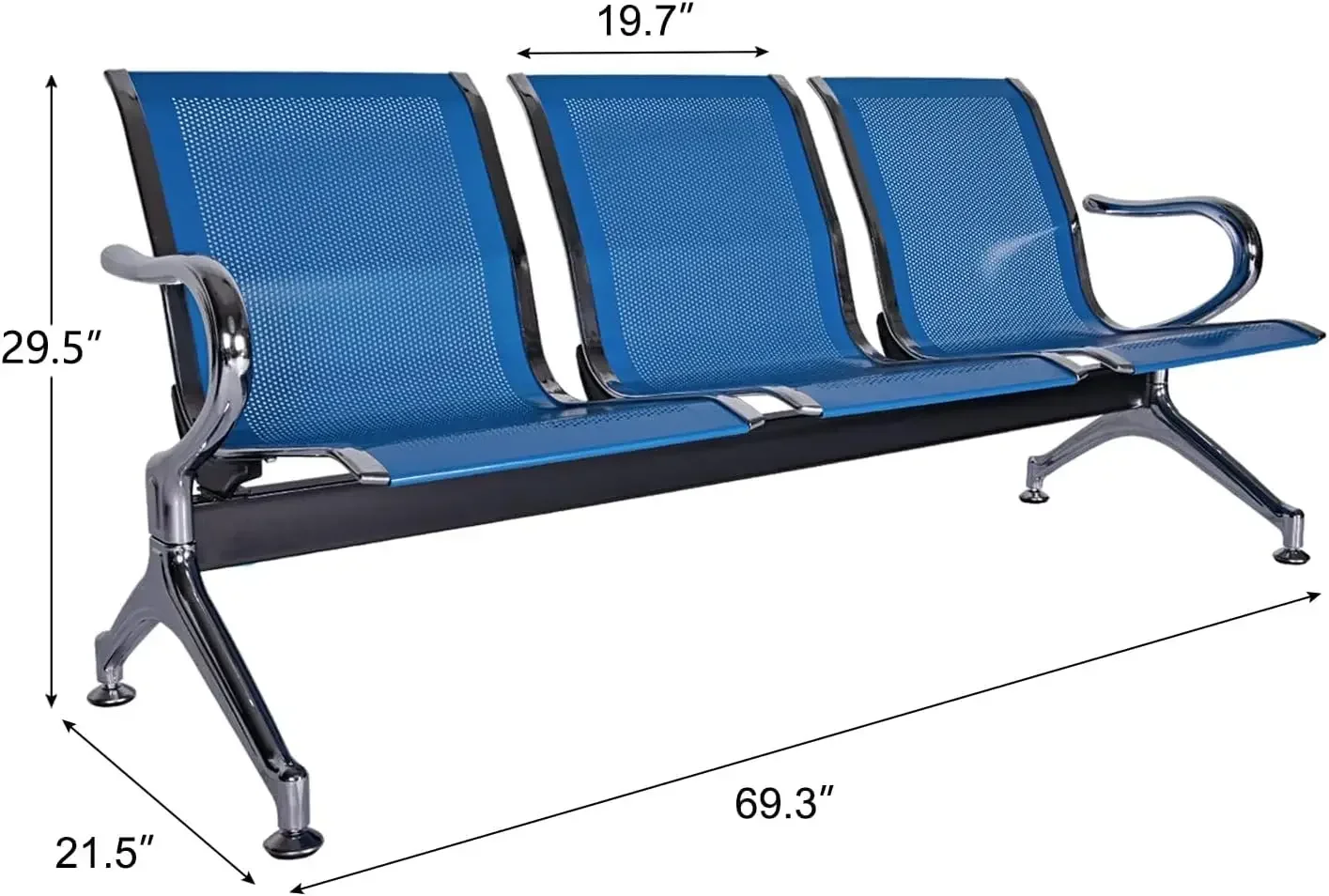 Kinsuite conjunto de 4 cadeiras de sala de espera com braços - banco de recepção de aeroporto de 3 lugares Banco de sala de espera, assento de banco de lobby para