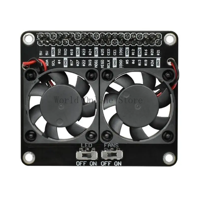 

Thermals Management Expansion Board Double Cooling Fan Builts In LED Lights For Raspberry 5 Stable Operations 87HC