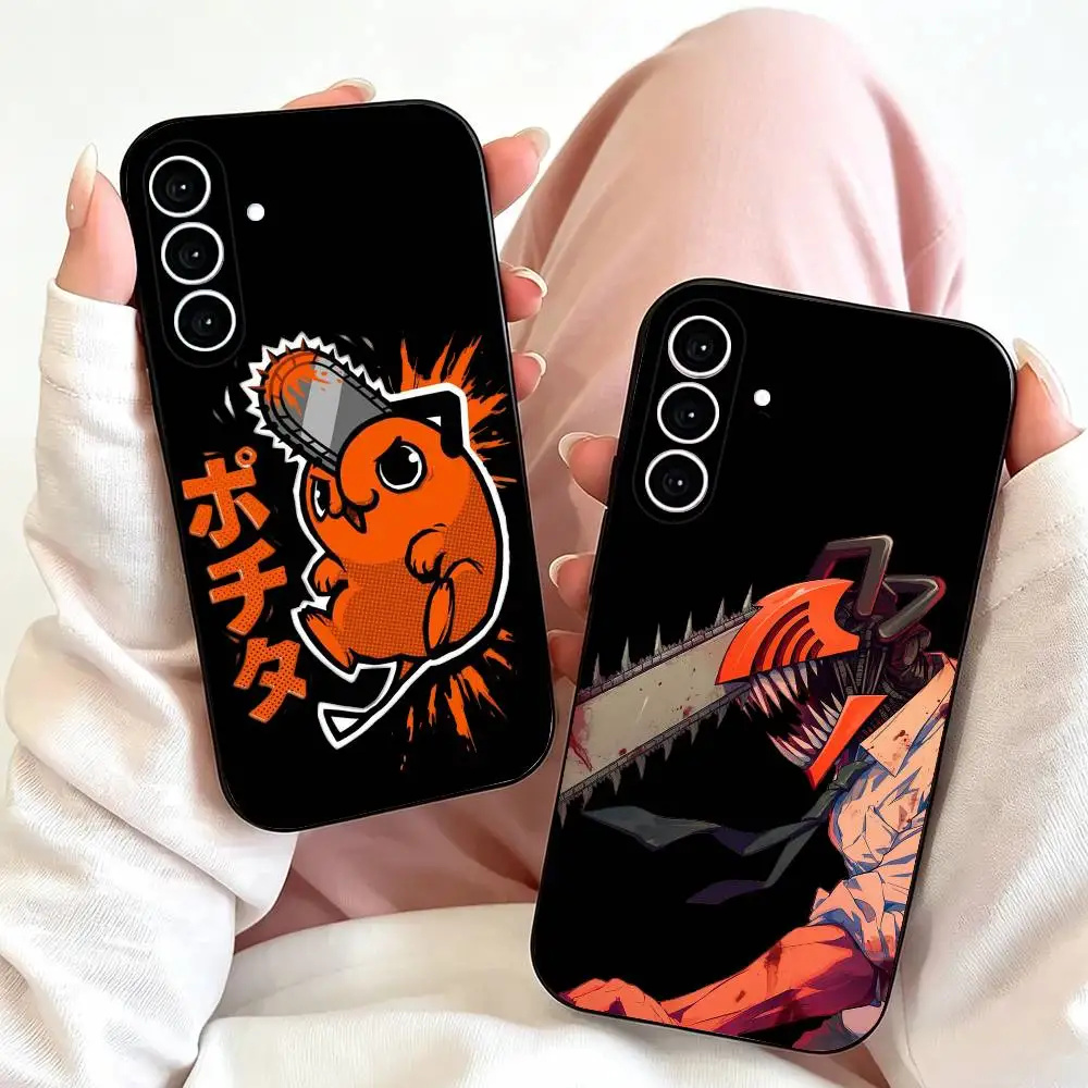 Pochita C-Chainsaw man  Phone Case Black Silicone Soft For Samsung Galaxy A73,A72,A71,A70,A53,A52,A51