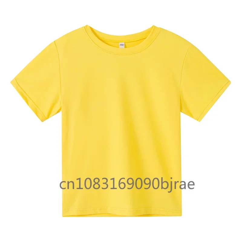 Solid Color T-shirt Summer Leisure Children\'s Short Sleeve Round Neck Cotton Breathable Boys Girl Age 3-12 T-shirt  Tops