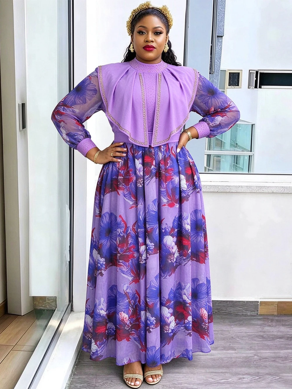 Plus Size Chiffon Dresses For Women Turkey African Clothing Long Sleeve Maxi Robes Wedding Party Prom Evening Gown Dubai Kaftans