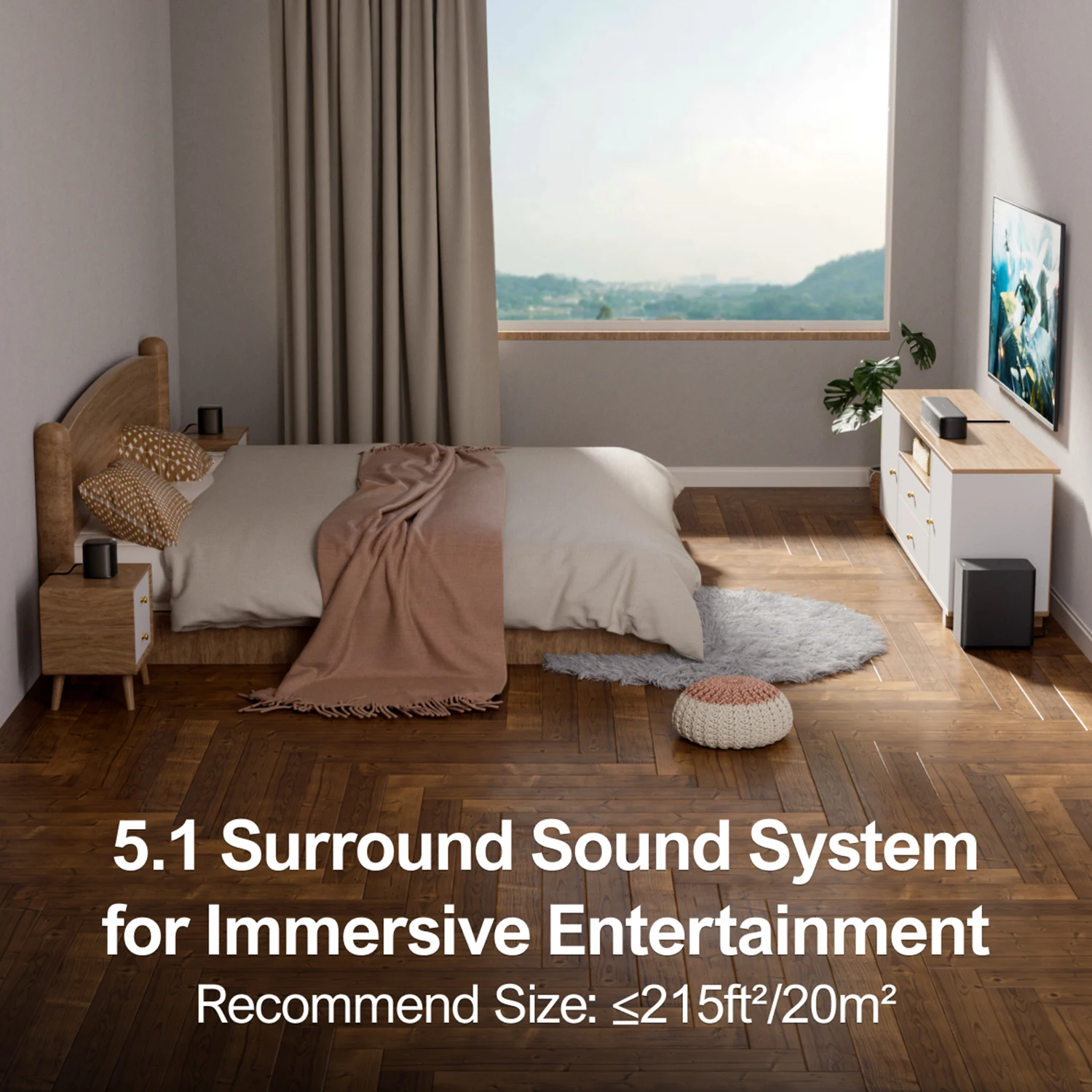 ULTIMEA 5.1ch Soundbar مع مضخم صوت ومكبرات صوت محيطية، نظام مسرح منزلي محيطي افتراضي 250 وات للتلفزيون والتحكم في التطبيق #2