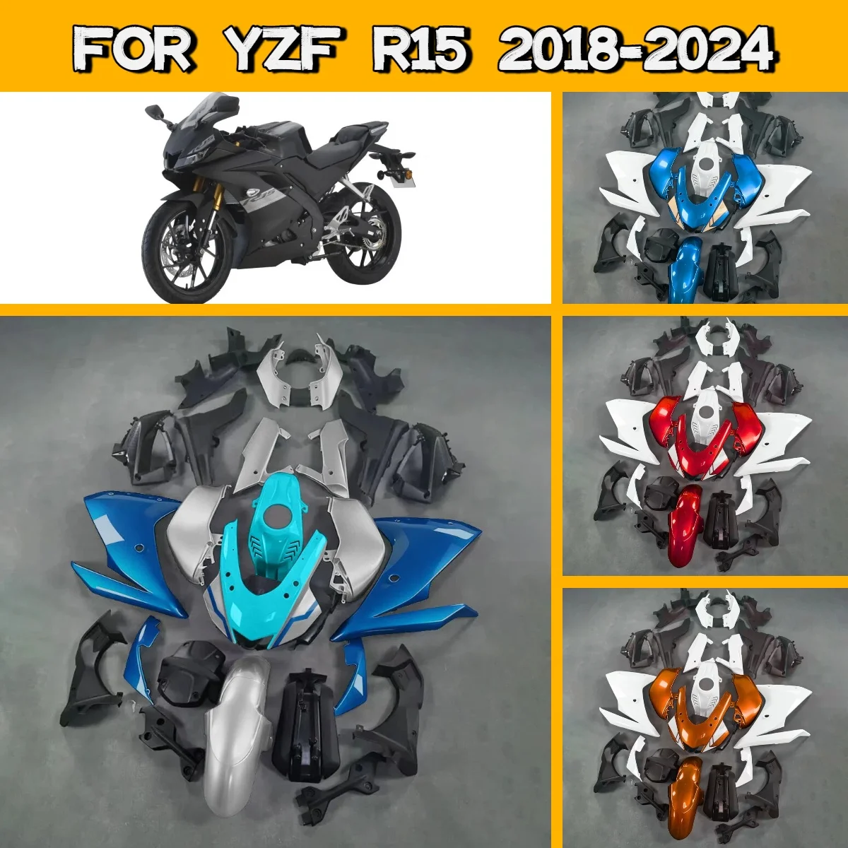 

Комплект обтекателей для мотоцикла Yamaha YZF R15 2018-2024, литые панели, обвес, горячая новинка