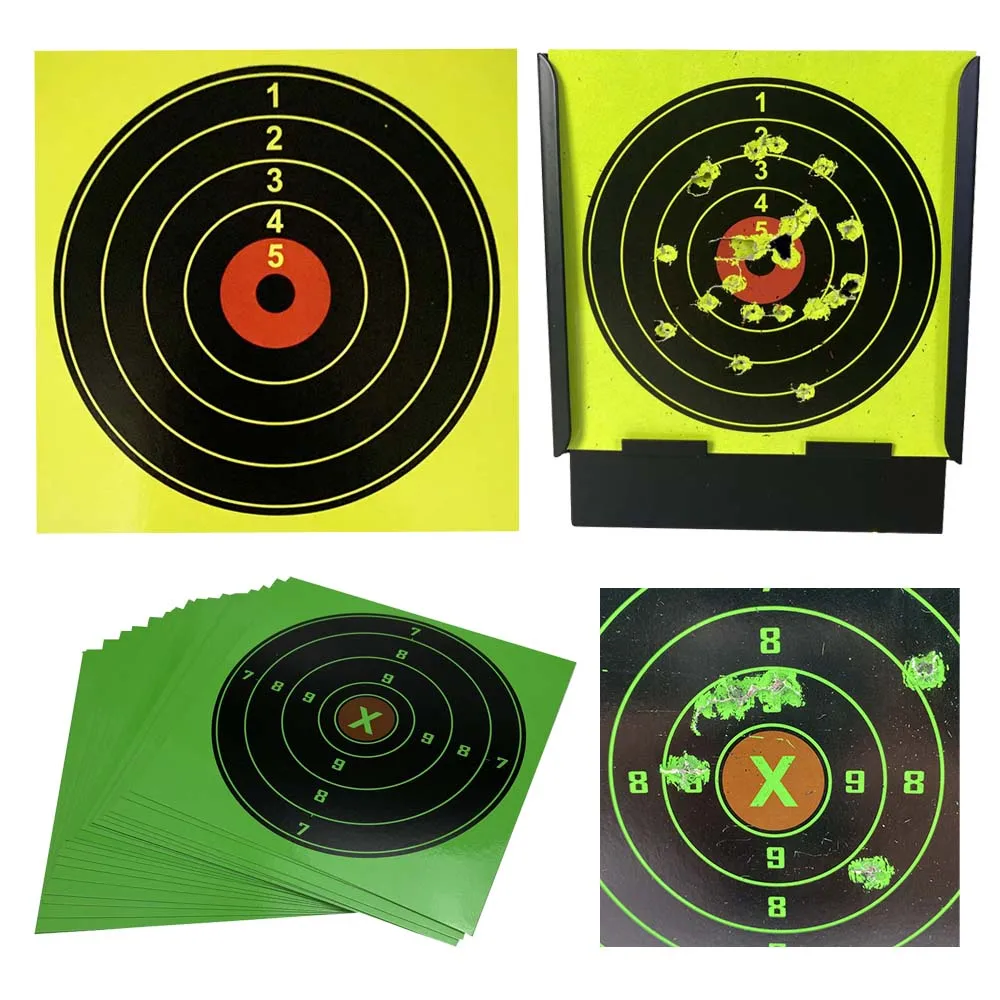 Color-impact Shooting Paper Targets Green or Yellow 5.50x5.50 inch 14cm*14cm Cardboard Non-adhesive 10 Counts