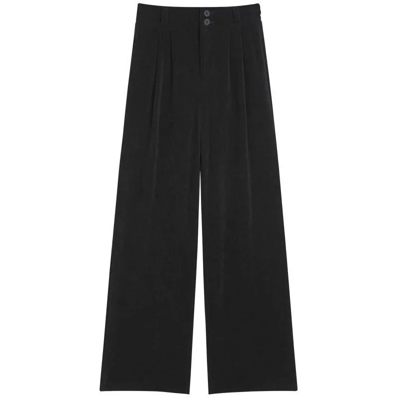 Pantaloni da abito drappeggiati a gamba larga da donna per l'autunno e l'inverno