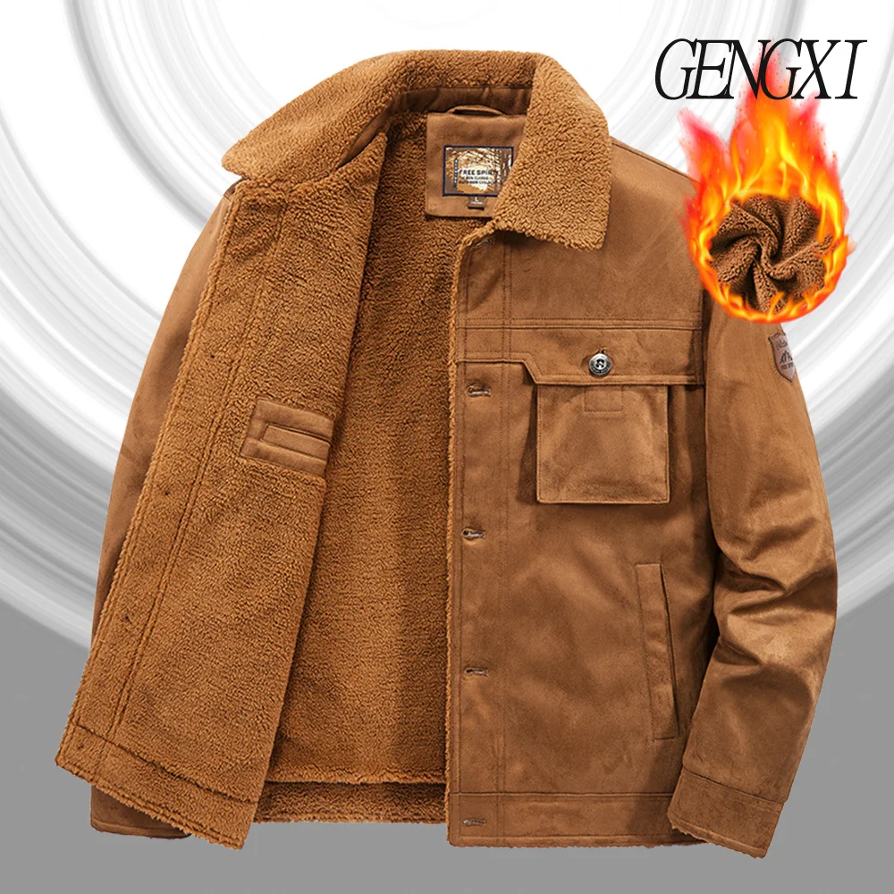 شتاء جديد وصول الجلد المدبوغ التكتيكية عمال سترة الأمريكية خمر الصوف مبطن سميكة بدوره إلى أسفل طوق سترة يندبروف و #6