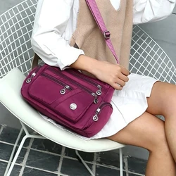 Waterproof Nylon Bag Fashion Women Single Shoulder Bag Crossbody Bag Waterproof Wide Strap Bag Women Casual Crossbody Bag