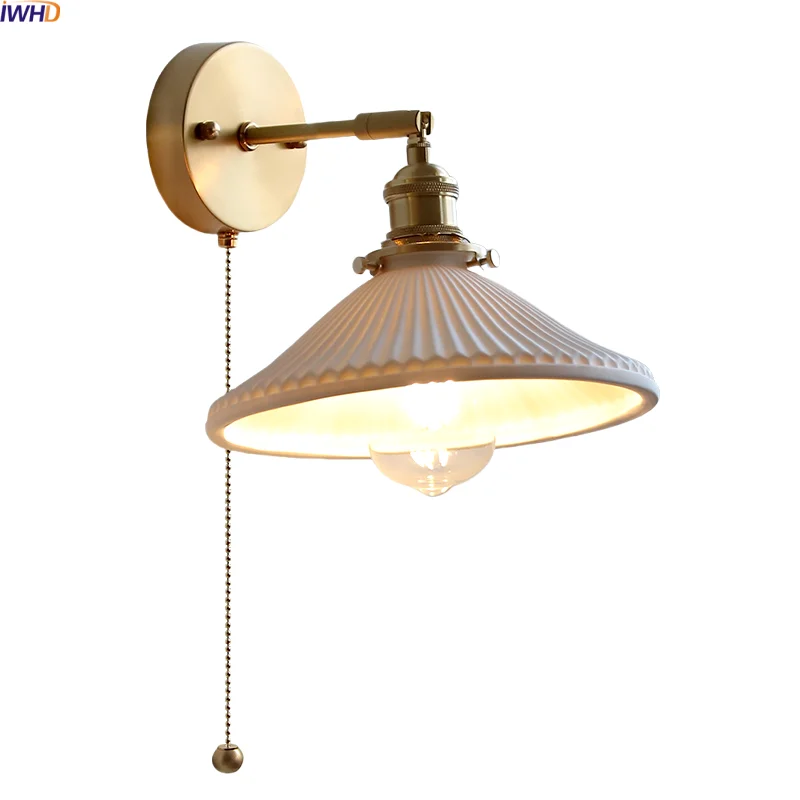 

IWHD White Ceramic LED Wall light Fixture Indoor Decoration Stair Lighting For Living Room Balcony Bedside Lamp Applique Murale