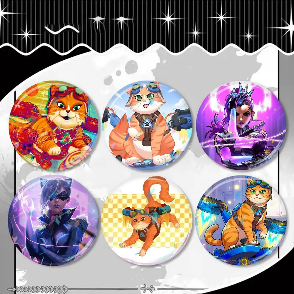 

game Jetpack Cat Sombra Overwatch Badge 25 32 44 58 75 mm Round Fans Collect Friends Gifts Brooch Souvenir