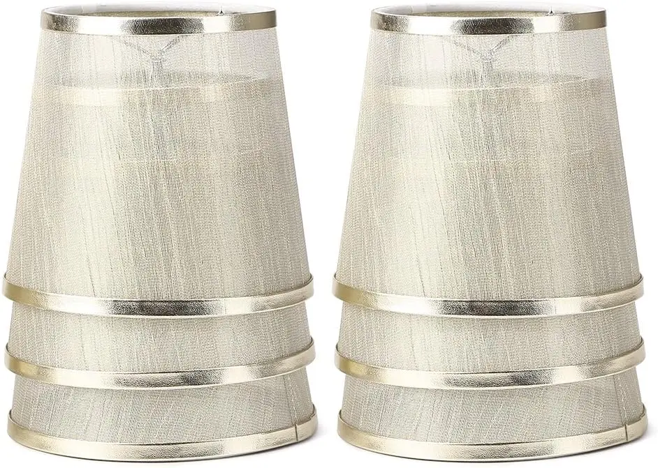 

Мини-абажур для хрустальной люстры, 5,5 дюйма, в форме колокола, на прищепке, из органзы цвета шампань (набор из 6 штук, золотой)