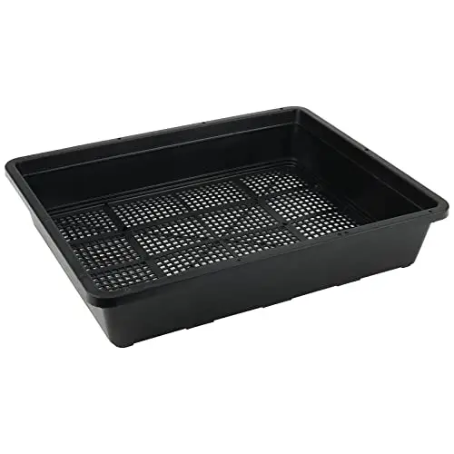 

14-Pack 15x12 Inch Black Plastic Germination Trays Featuring Perforated Grid Base For Seedlings, Microgreens, Soil Blocks,