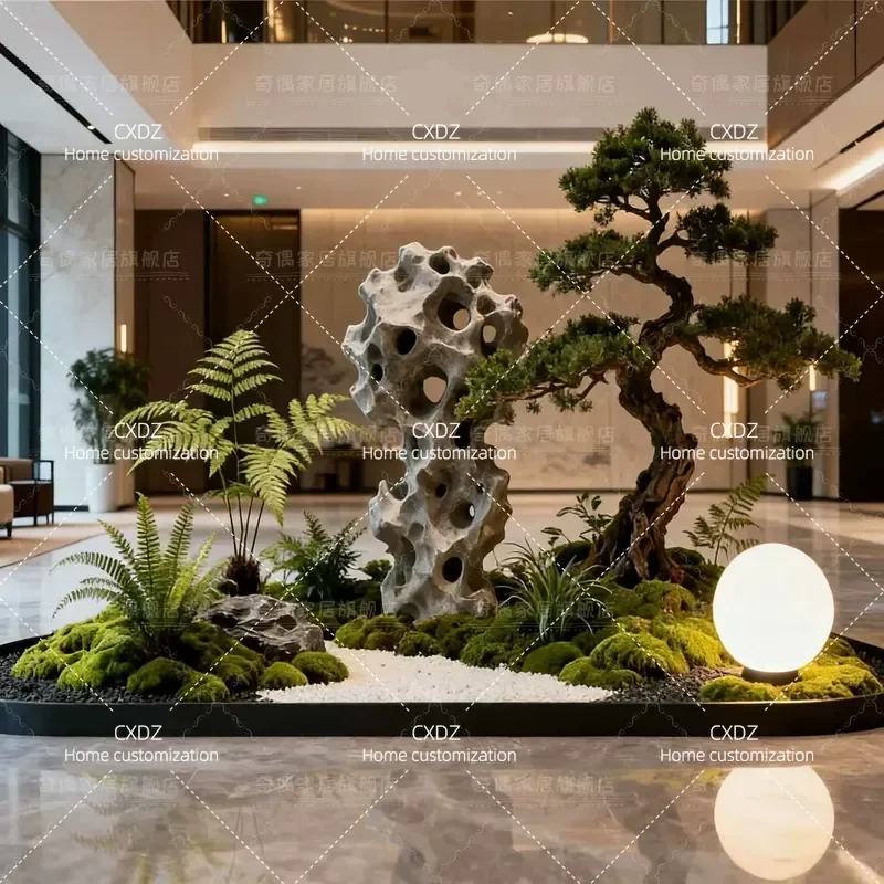 Simulated welcome pine, black pine, large fake pine, bionic green plant landscaping, high-end light luxury indoor and outdoor