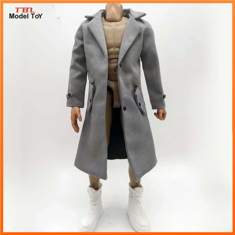 Grey 1/6 Scale Slimming Windbreaker Thin Coat Model for 12in Action Figure Toys Collection