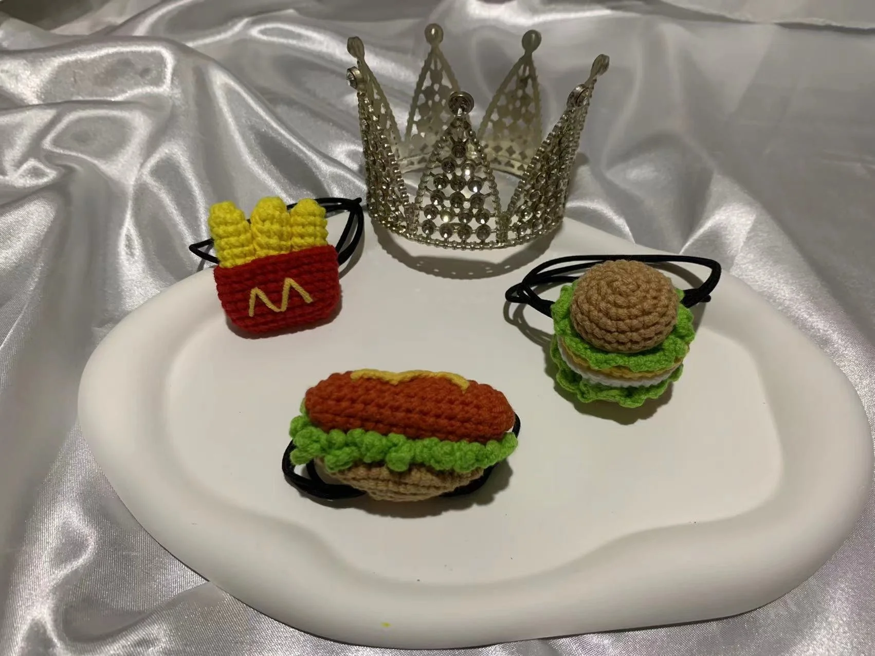 Traditional Hand-woven Hair Rope Fries Hamburger Hot dog Cute Fast Food