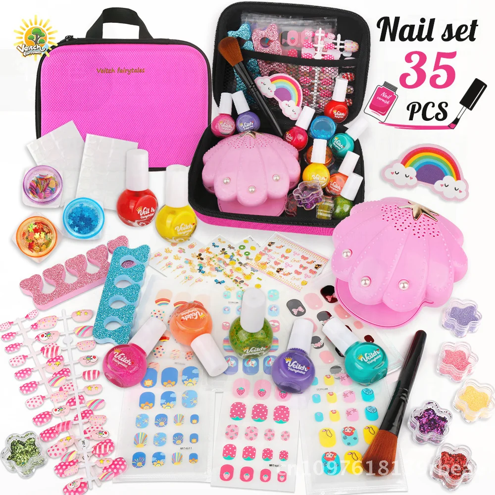 Adesivos 3d à prova d'água para unhas, adesivos para meninas, crianças, arte de unhas, conjunto de brinquedos para vestir, beleza, maquiagem, jogar