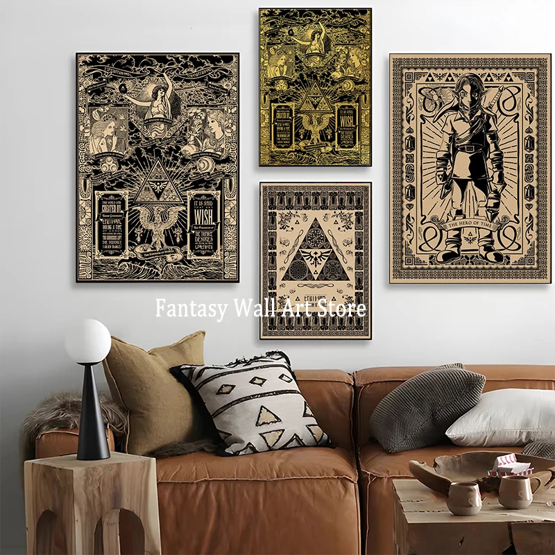 Z-zzelda Game Vintage Poster Legend of Zzelda Wall Decor Classic Video Game Prints Canvas Wall Decoration Gaming Room Art Decor