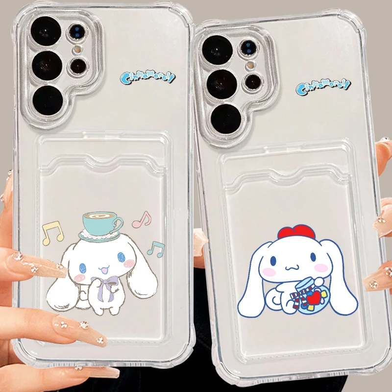 Art Cartoon Cinnamoroll For Samsung A73 A72 A54 A71 A52 A53 A32 A22 A14 A13 A23 5G Photo Card Bag Transparent Cover Phone Case