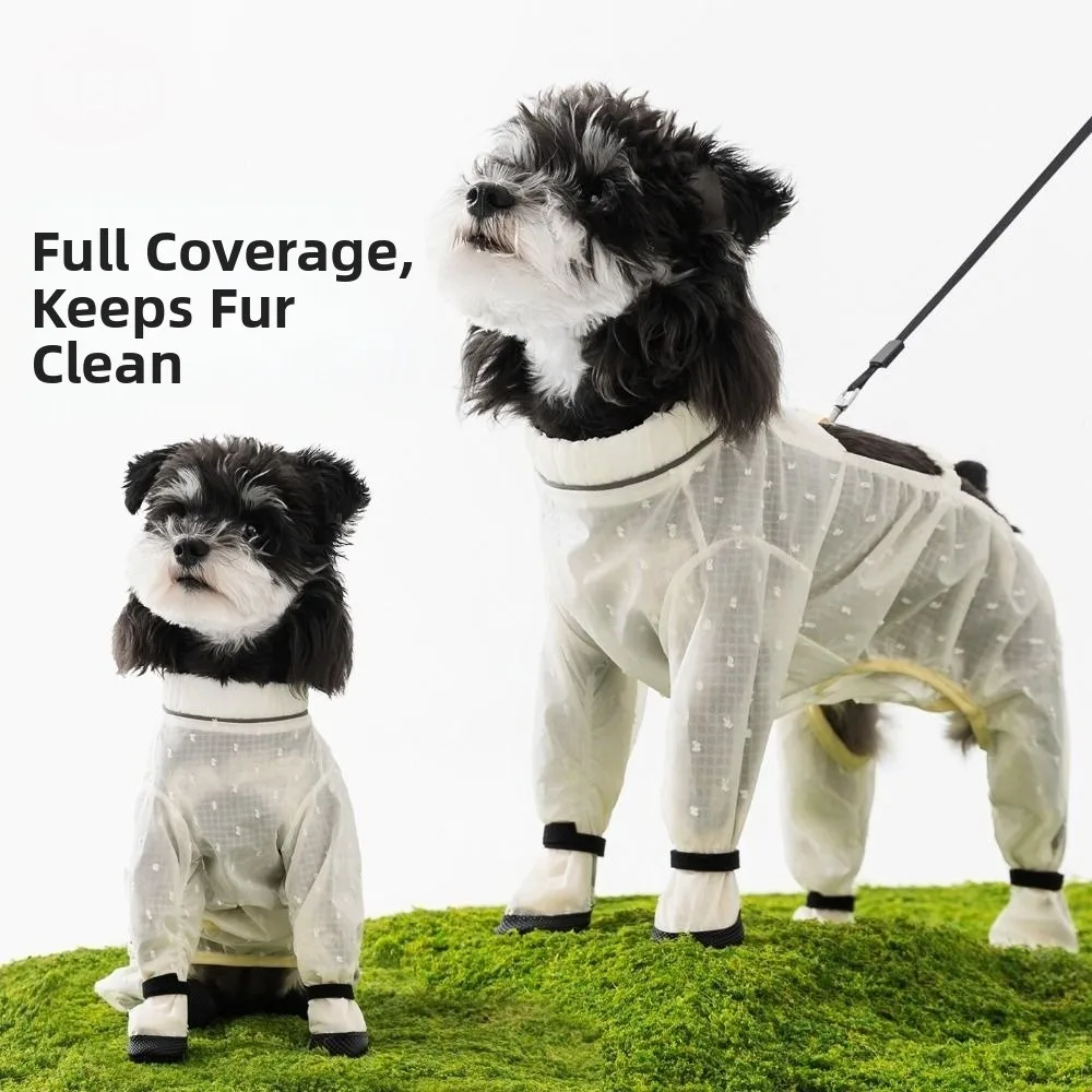 

Thin Breathable Dog Jumpsuit Soft Adjustable Belly-Covering Pet Outfit Stain Resistant Reflective Strip Pets Dustproof Pants