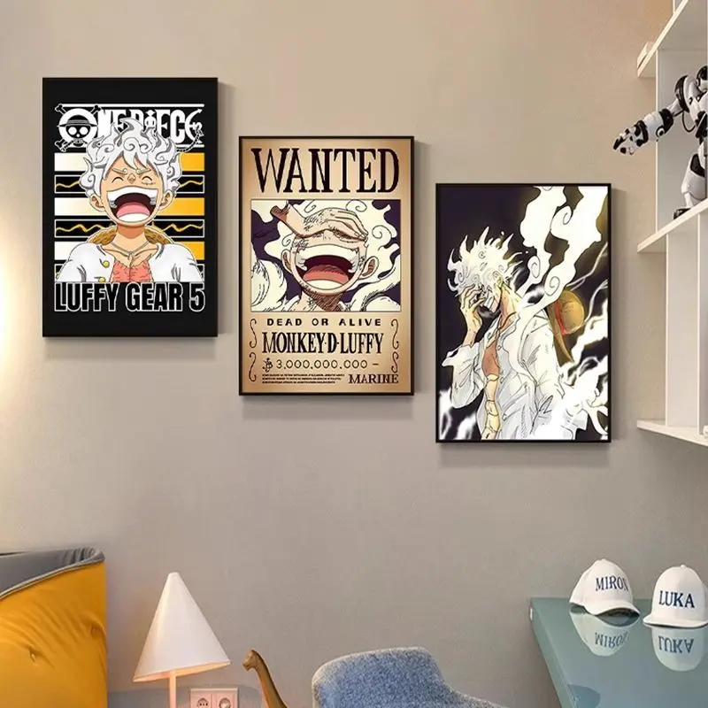 One Piece Cartoon Anime Wall Picture Frame Luffy Roronoa Zoro Wall Sticker Decorative Painting Kids Room Wall Decor