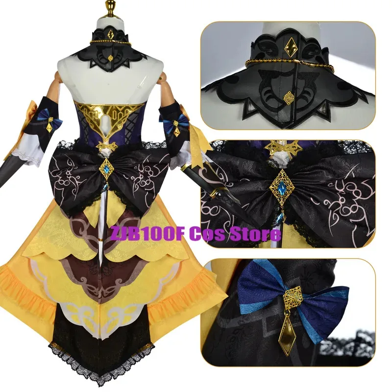 

ss23Navia платье со шляпой, комплект аксессуаров, ударная аниме Fontaine Navia, униформа для косплея для женщин