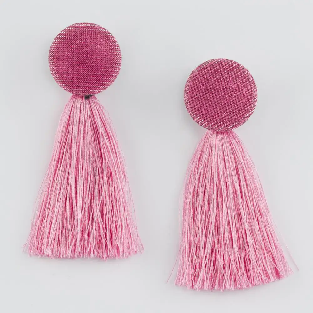 Silvery Button Tassels Earrings