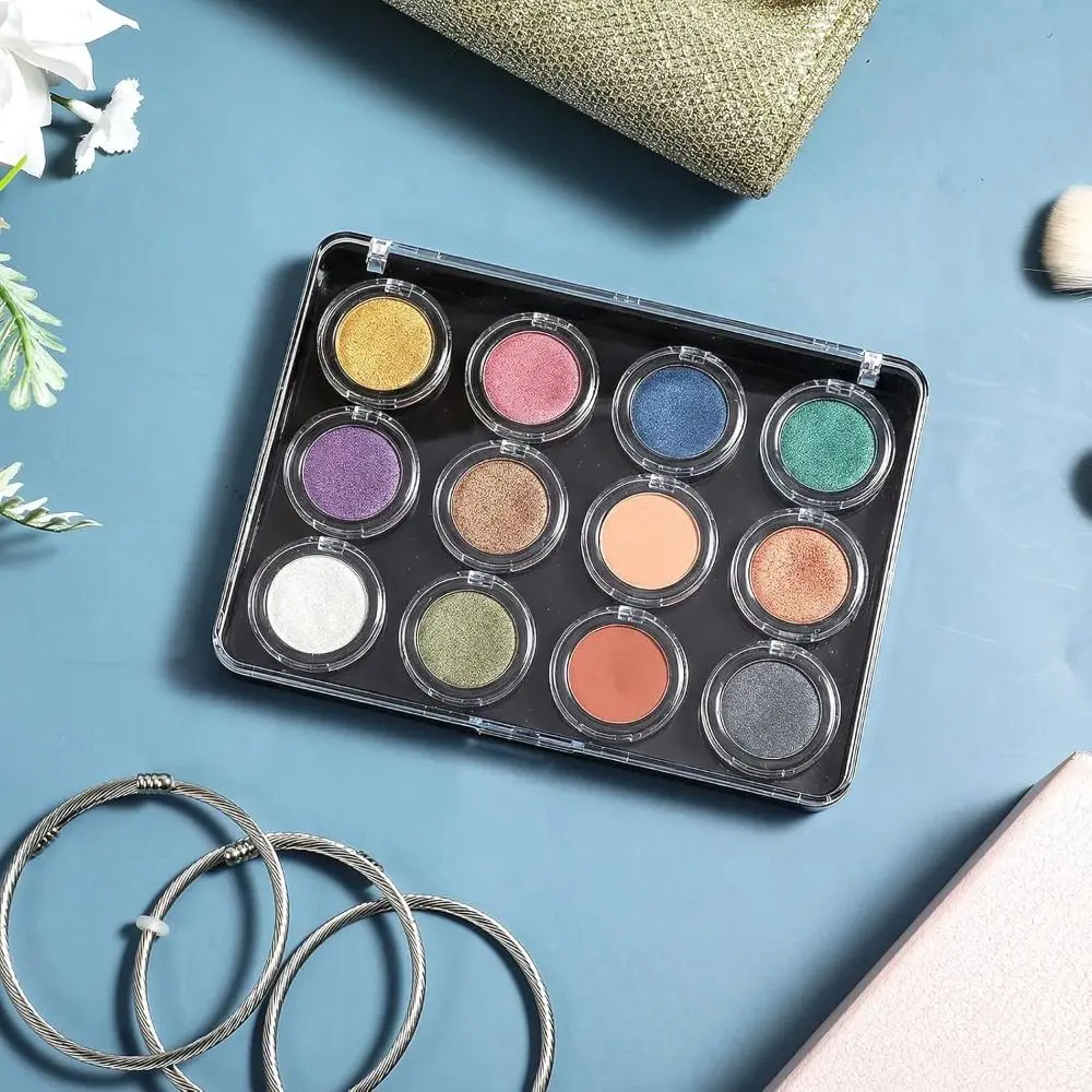 with Frosted Clear Top Magnetic Makeup Palette Lightweight Plastic Empty Eyeshadow Palettes Black Travel Storage Box