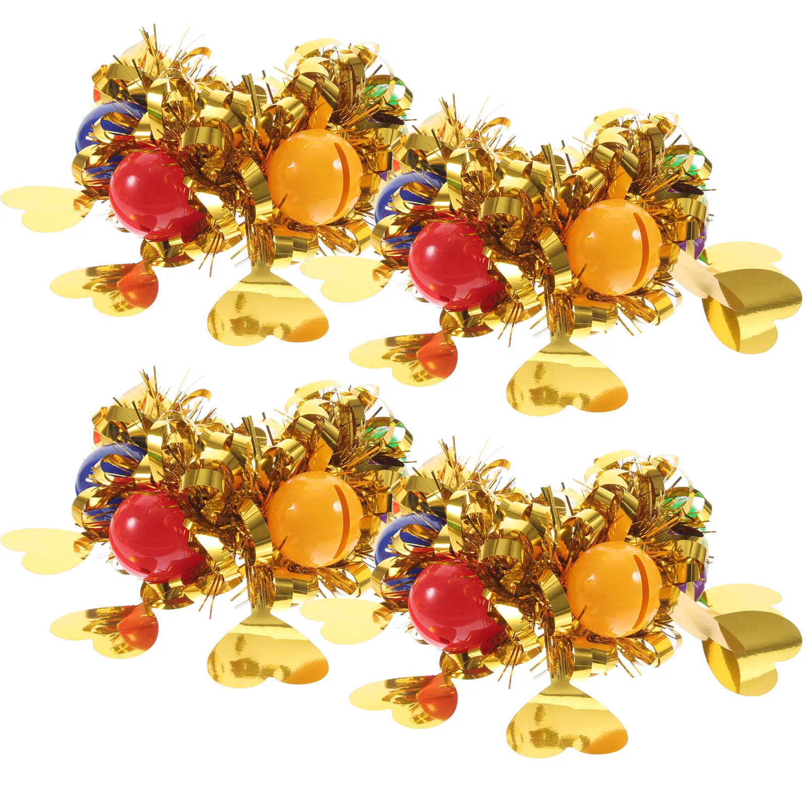 4Pcs Kids Cheerleading Bracelet Sequin Wrist Flower with Bell Dance Stage Gymnastics Performance Hand Decor Reusable Plastic
