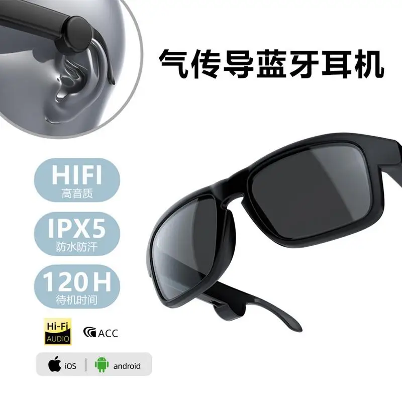 Kacamata hitam Speaker untuk pria, kacamata hitam pintar gaya telinga terbuka dengan Volume atas bawah