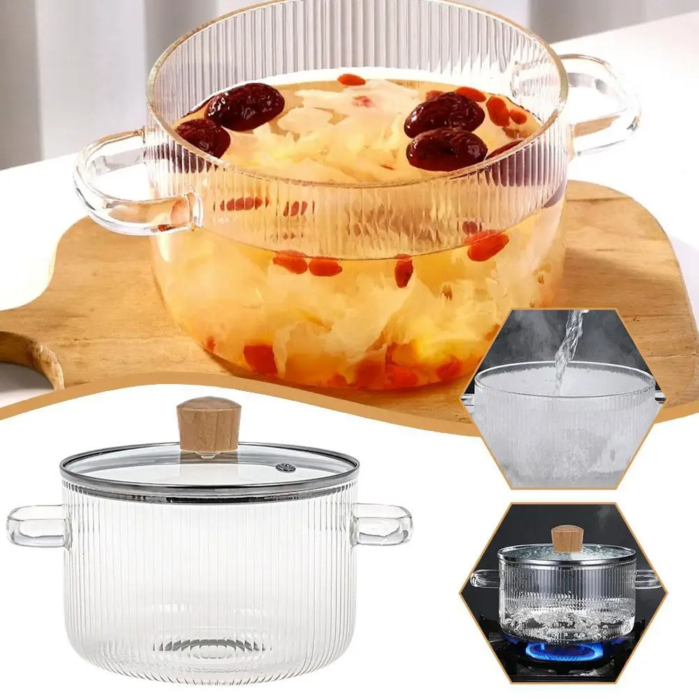 Glass Cooking Pot With Lid Heat-Resistant Borosilicate Glass Cooking Utensils Can Be Used To Cook Soup Milk Instant Noodles