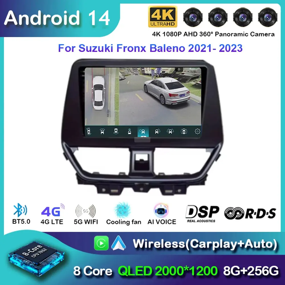 Android 14 GPS Navigation For Suzuki Fronx Baleno 2021- 2023 Autoradio Multimedia Stereo QLED IPS DSP Car Screen WIFI BT 4G LET