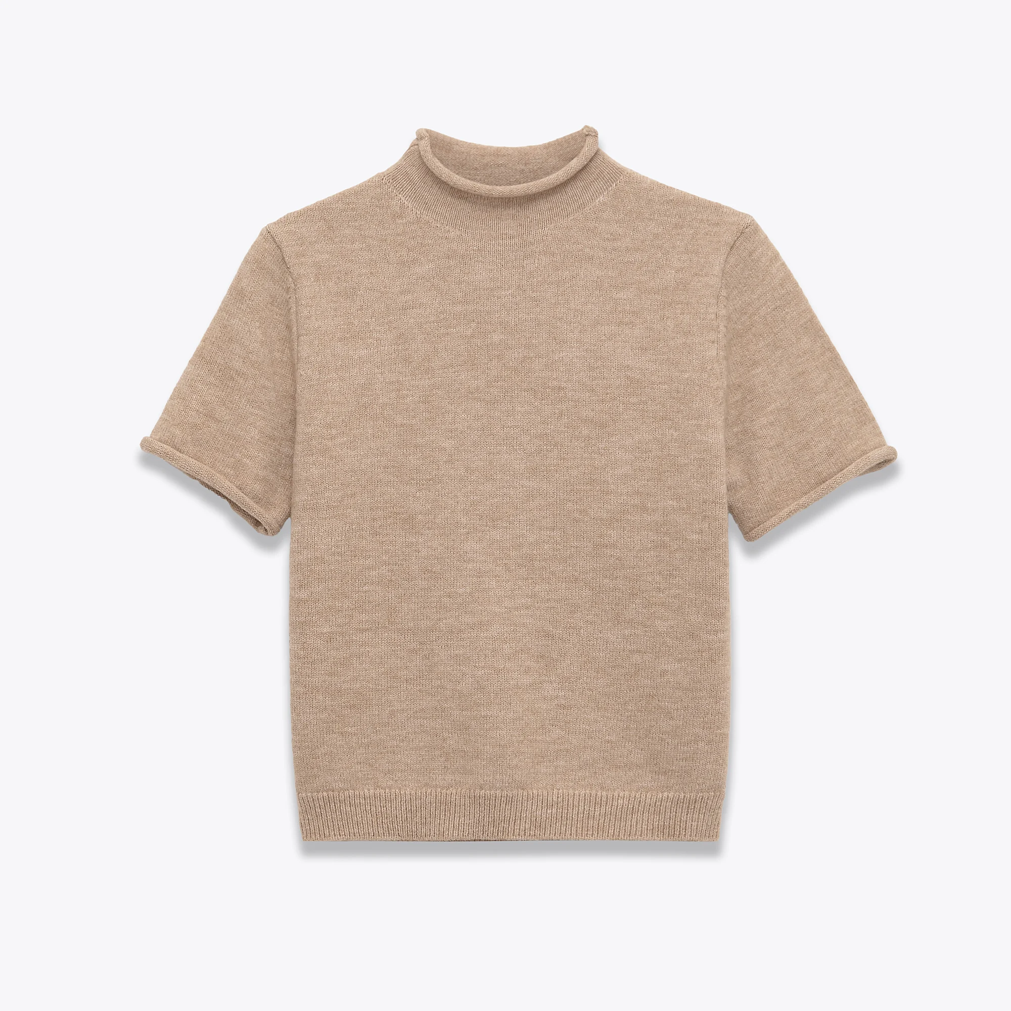 American Style Winter New Product Women's Clothing Design Sense Semi High Neck Short Sleeved Soft Knit Sweater