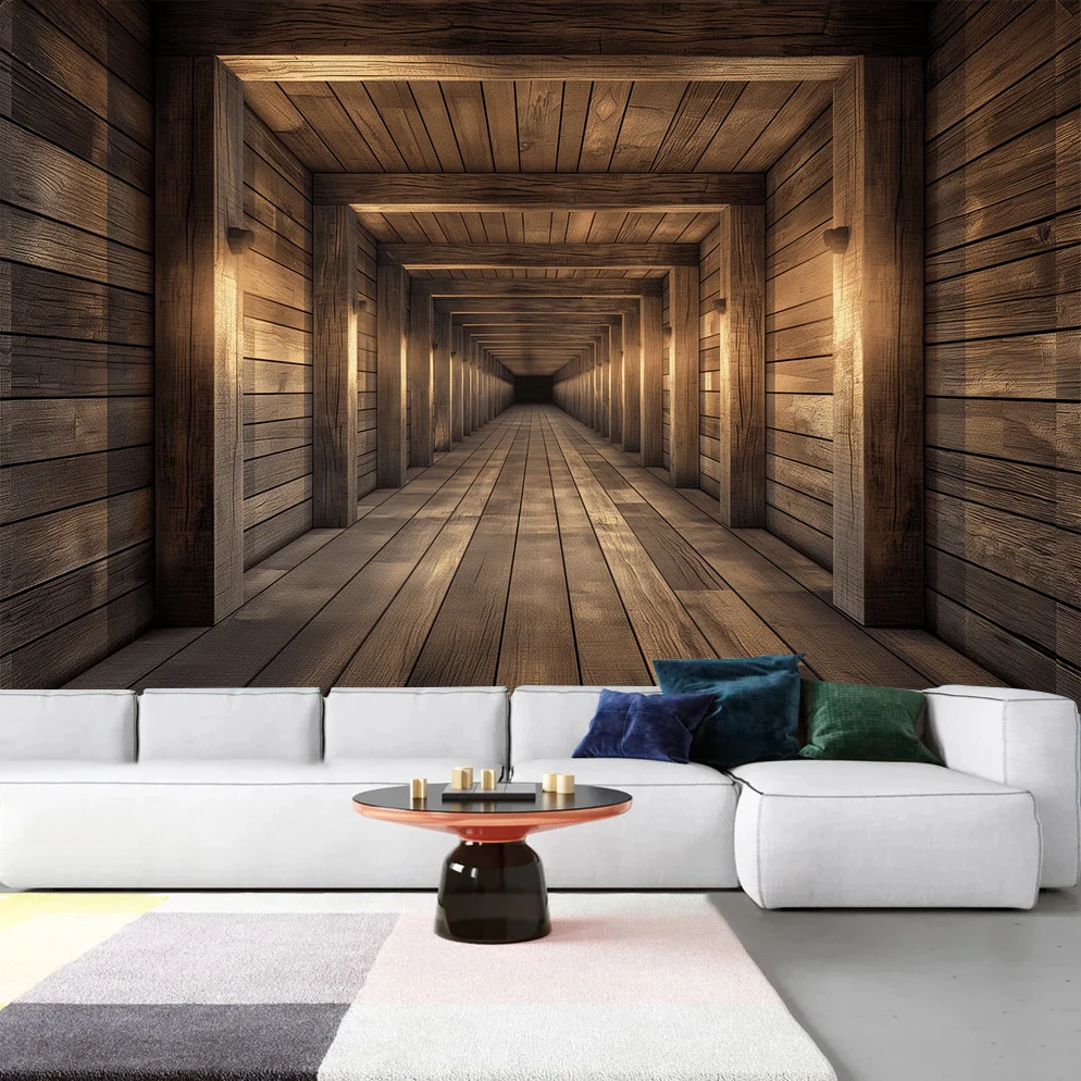 

Custom Size 3D Space Extension Corridor Wallpaper Mural Vintage Retro Wall Covering for Living Room Sofa TV Background Bedroom