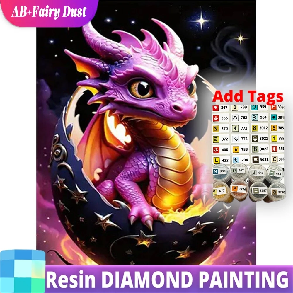 

Смола AB Фея Пыль Алмазная Мозаика Динозавр Животное DIY Полная Квадратная Круглая Картина Дракон Узор Для Взрослых Початковцев Детский Хобб