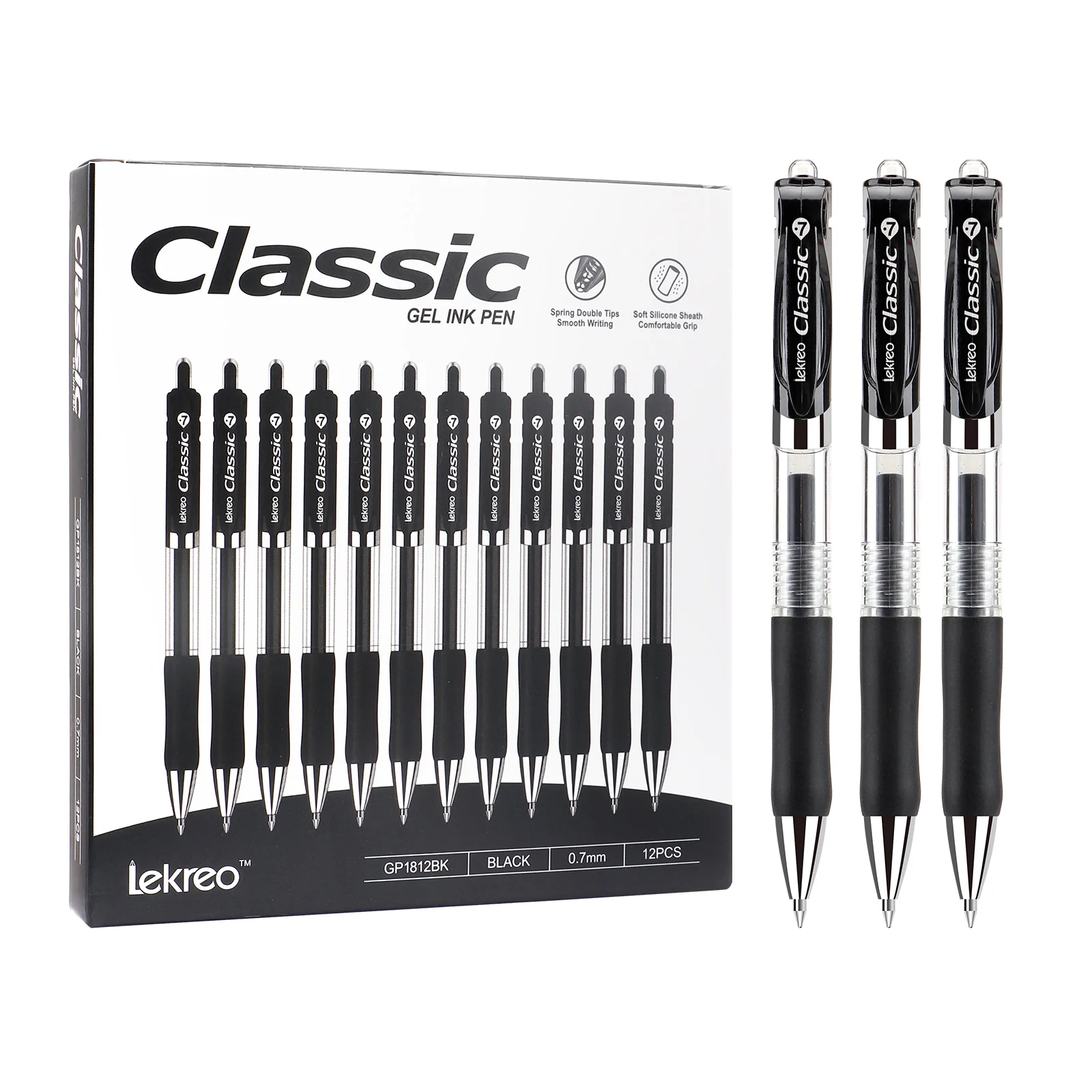 أقلام جل ليكريو قابلة للسحب 0.7 مم، أقلام حبر زرقاء رفيعة للغاية سريعة الجفاف، قلم كتابة سلس للوازم المدرسية المكتبية