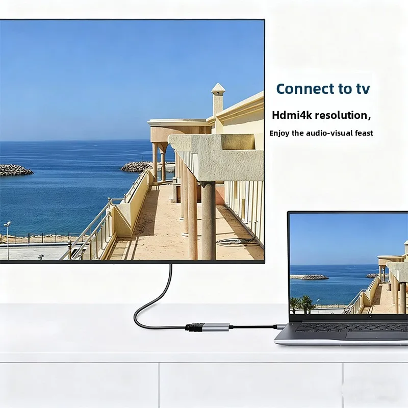 كابل محول من النوع C إلى HDMI 4K محول عرض الكمبيوتر المحمول للهاتف المحمول جهاز النسخ المتطابق الشاشة السلكية