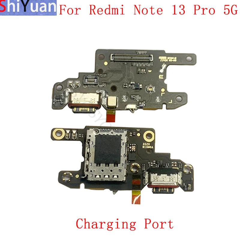 

USB Charging Port Board Flex Cable For Redmi Note 13 Pro 5G Charging Connector with Sim Card Reader Replacement Parts