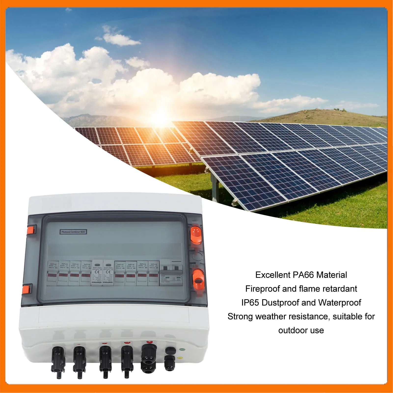 

PV Combiner Box PV Combiner Box 4 in 1 Out IP65 Waterproof Solar Combiner Box with Fuse Surge Protection Circuit Breaker DC1000V
