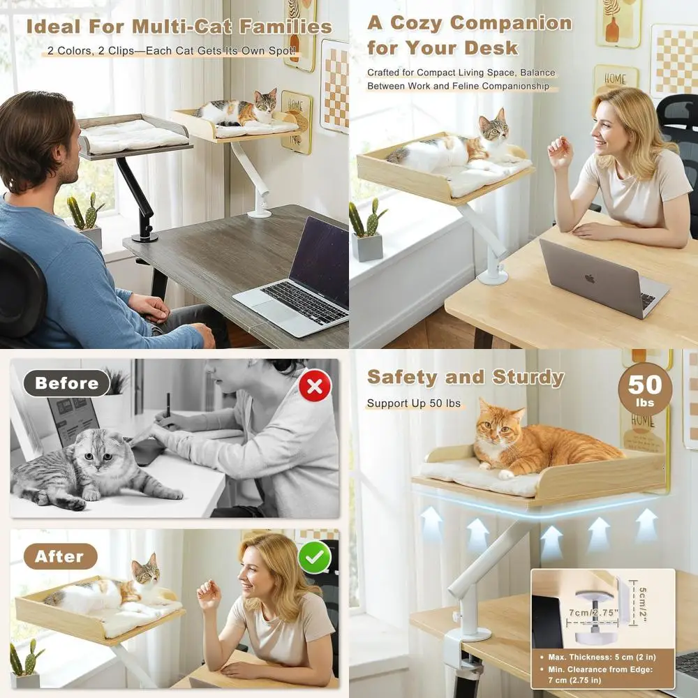 

Вращающаяся деревянная лежанка-гамак для кошек, выдерживает до 22,5 кг, регулируемая, бежевая