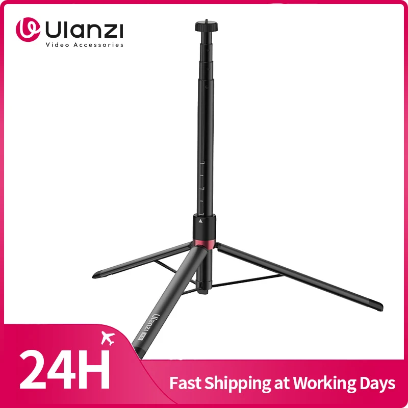 Ulanzi AT-01 Portable Tripod Adjustable Metal Tripod Light Stand Ground Stand with 1/4\'\' & 3/8\'\' Screw 43.9cm-1.5M