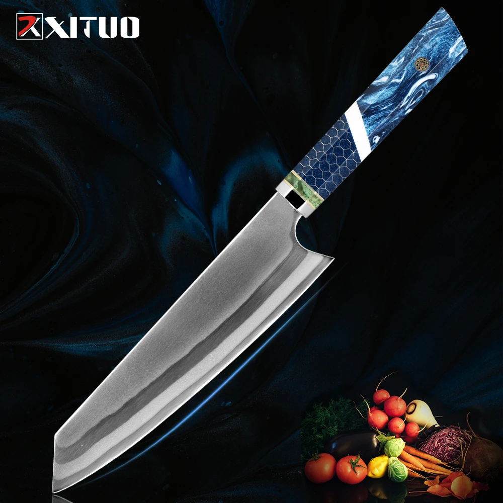 

XITUO Manufacturer Wholesale 440C Steel Kiritsuke Knife Composite Forging Steel Japanese Kitchen Knife Resin Honeycomb Handle