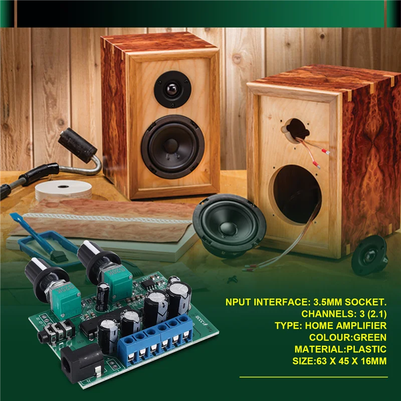 GO-2.1 усилитель сабвуфера, аудиоплата 6Wx2 + 25 Вт, мини-усилитель басов HIFI YD1517P для 4-6 дюймов, 40 Вт, сабвуфер, динамик, сделай сам