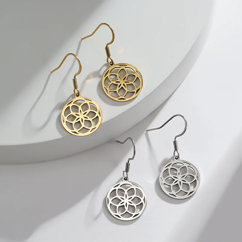 Flower Of Life Charms Mandala Pendant Charm Drop Women'S Earrings Hanging Dangle Earring Christmas Stocking Stuffers For Girls