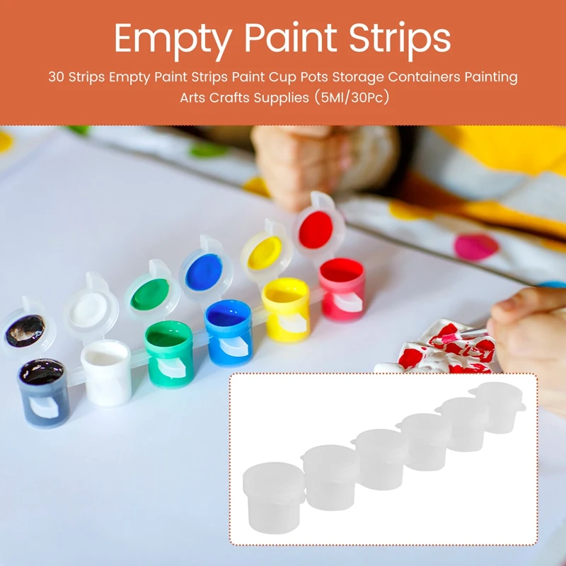 SR-30 Strips Empty Paint Strips Paint Cup Pots Storage Containers Painting Arts Crafts Supplies (5Ml/30Pc)