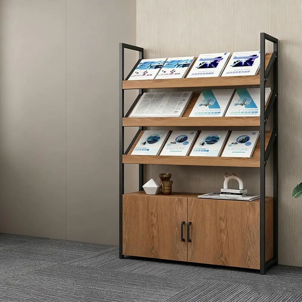 

Solid Wood Tiered Magazine Rack, Detachable Display for Office or Living Room (Oak, 47.2x11.8x59in)