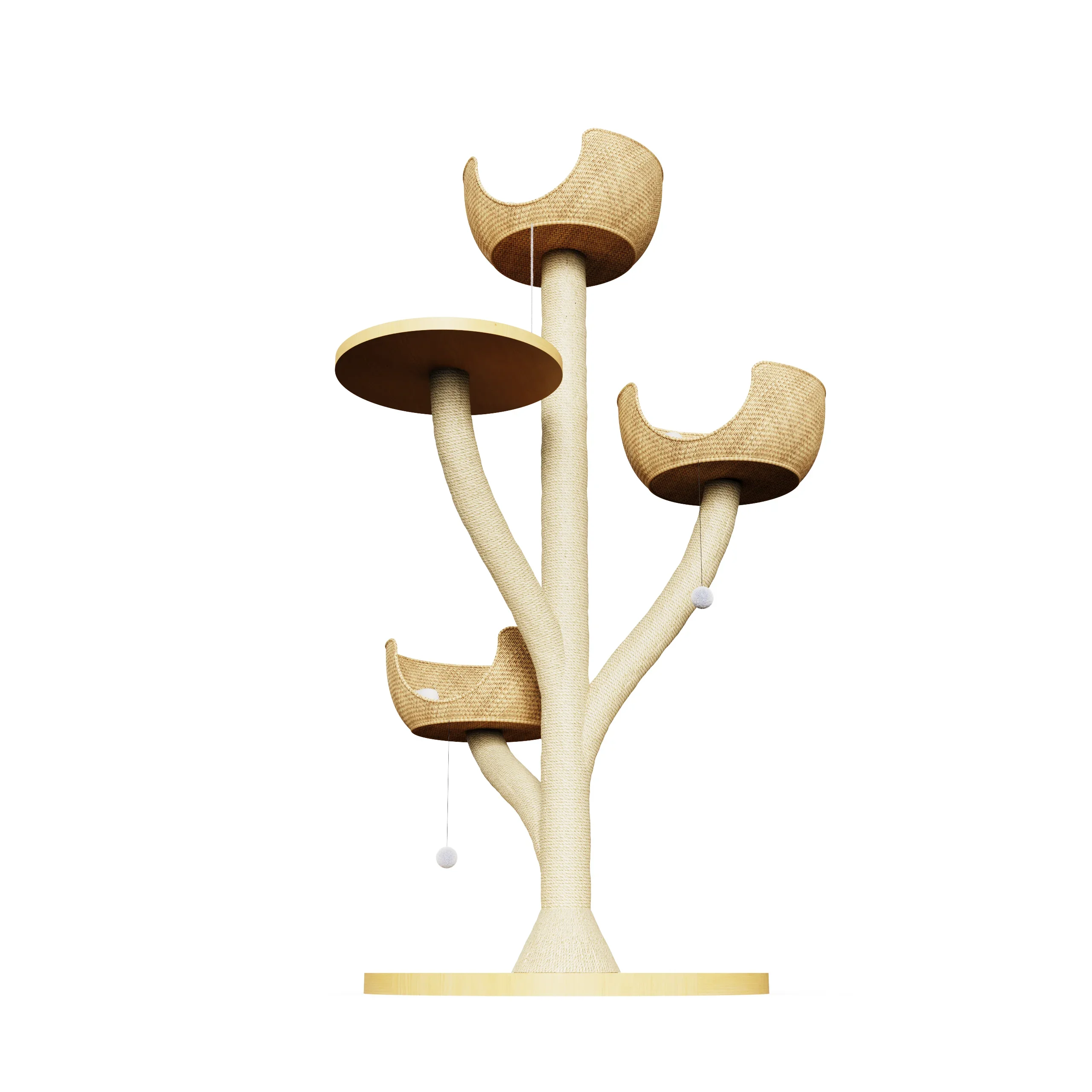 Customized high cat tree scratcher with platform,Sturdy beige metal cat climbing tree for cat