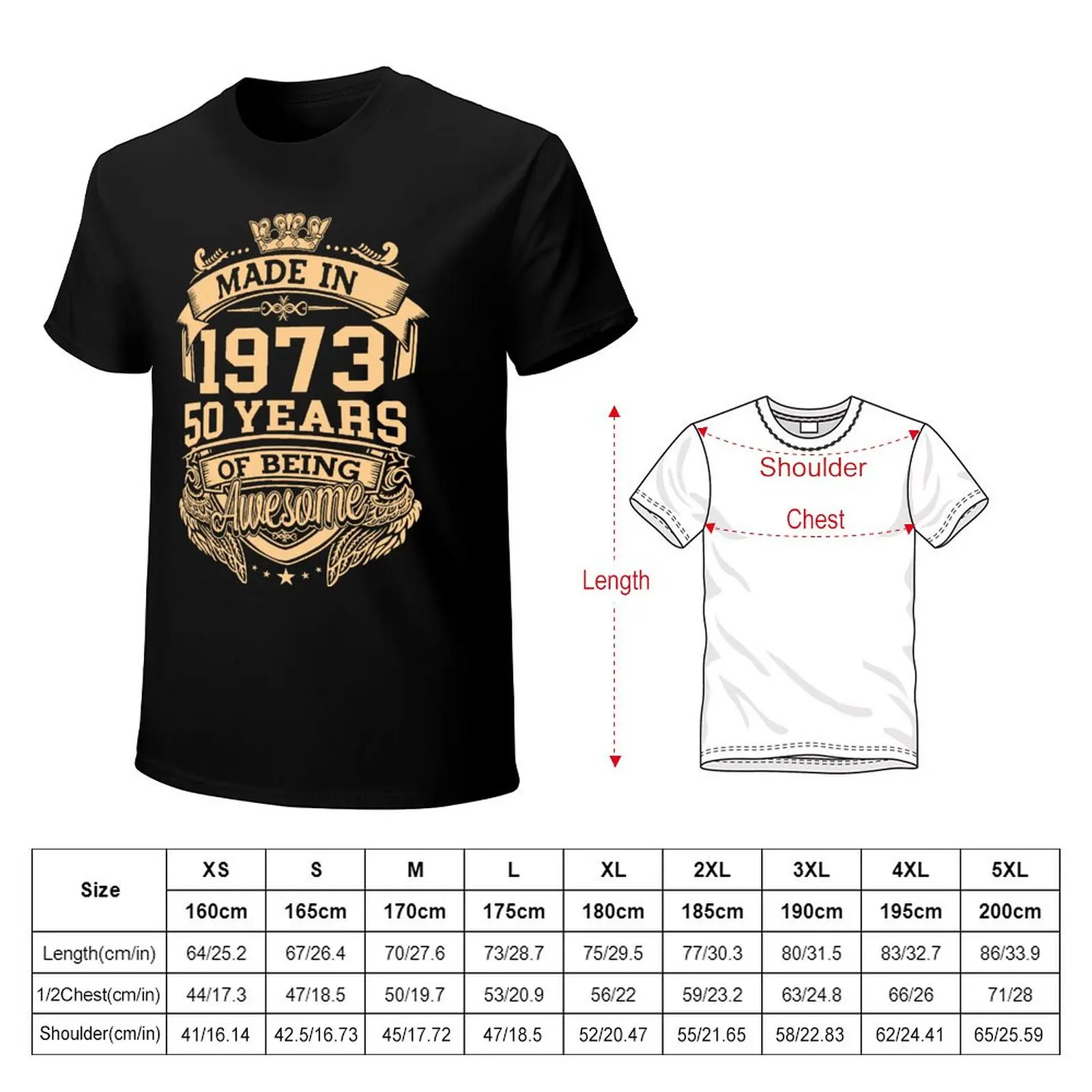 100% Cotton Made In 1973 50ปี Being Awesome 50th วันเกิดผู้ชายแปลกใหม่เสื้อยืด Tee Streetwear ผู้หญิงสบายๆ harajuku