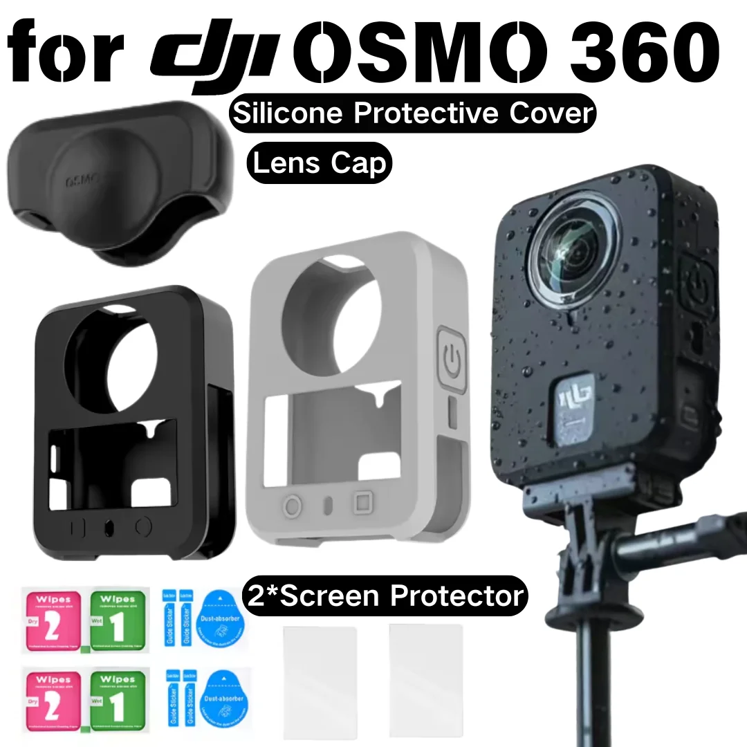 

Silicone Protective Case For DJI Osmo 360 Cover Rubber Skin Lens Screen Protector Anti-scratch Full Body Protector Sleeve DJI Os