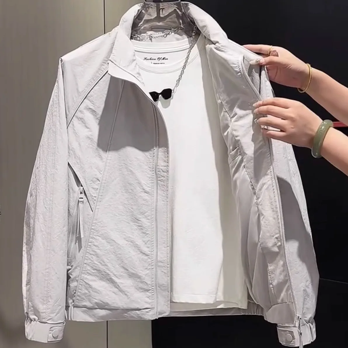 ربيع الخريف جديد Sle عادية Faionable الشباب تنوعا الوقوف طوق ملابس العمل Jaet الرجال سليم صالح تنفس ملابس خارجية