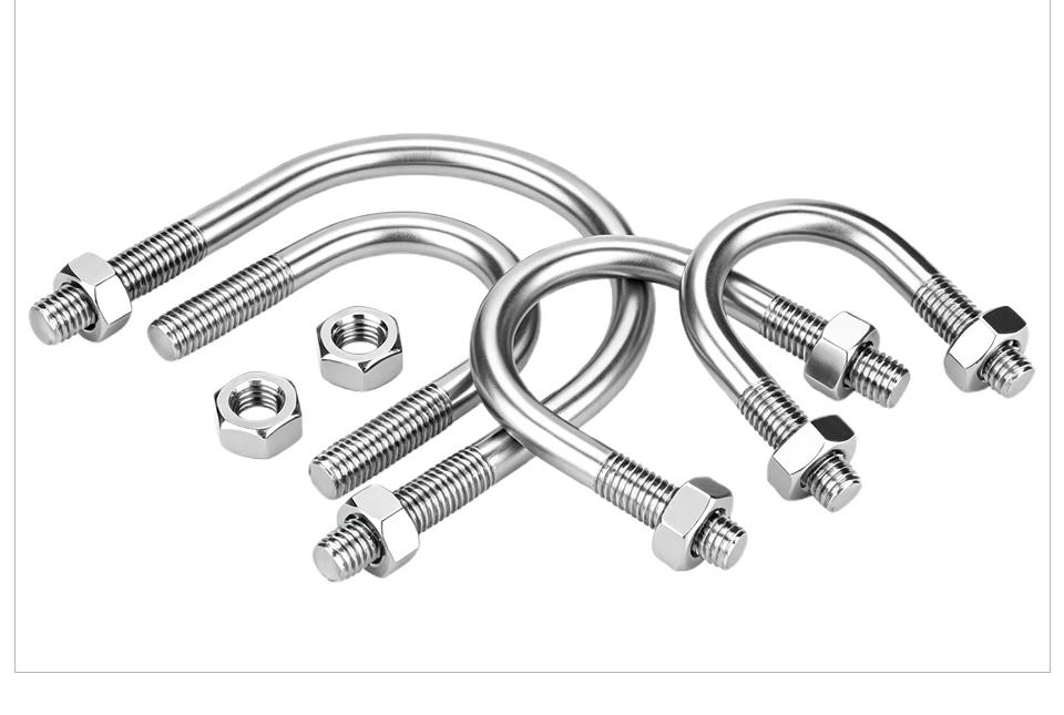 304 Edelstahl U-Bolzen M6 M8 M10 M12, Rohrklemme U-Bolzen mit Muttern und Unterlegscheiben, Hochleistungs-Rohrbefestigungsbefestiger – Detail 9