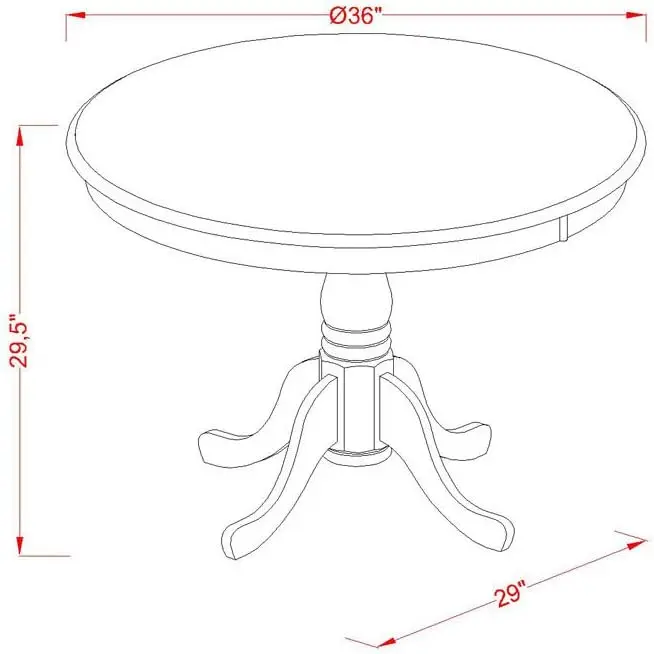 ANNO3-LWH-W El juego de muebles de habitación de 3 piezas contiene una mesa de comedor redonda con pedestal y 2 sillas con asiento de madera, 36 x 36 pulgadas